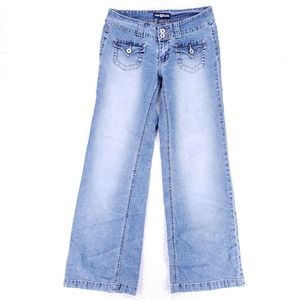 New Atitude Jeans Denim Cotton Women SZ 9 Blue Straight Stretch VTG Mid Rise 90s